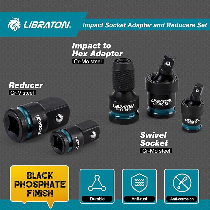 LIBRATON Impact Socket Adapter and Reducer Set 11PCS, Socket Adapters | Blow - Image 3