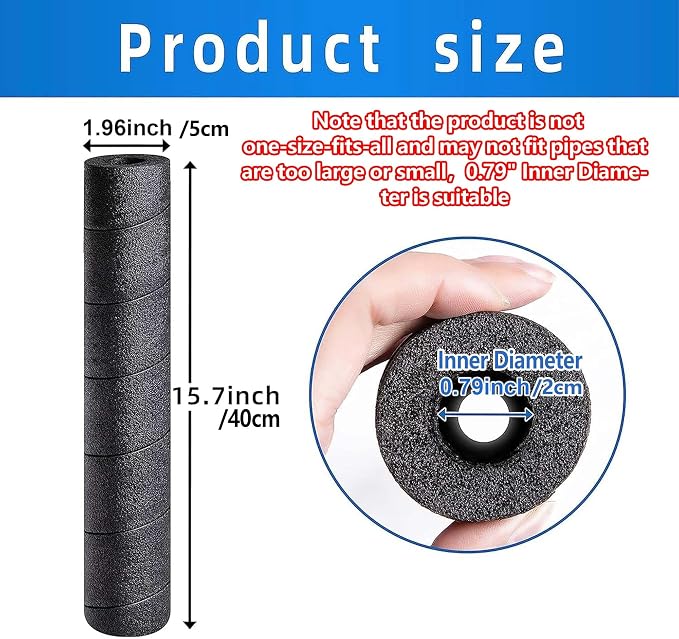 2 Pack Pipe Insulation Foam Tube, 15.7" Black Pool Noodles Foam | Multi-Purpose - Image 2