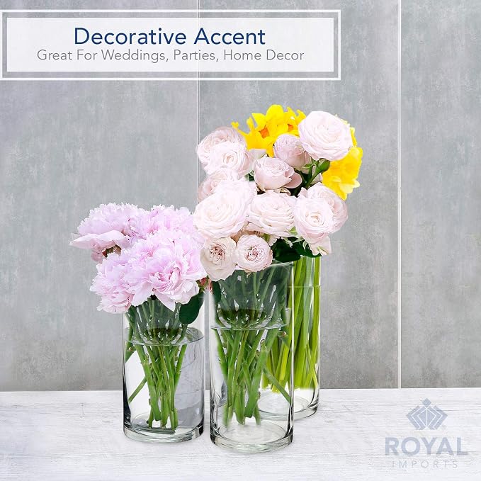 Royal Imports Glass Cylinder Flower Vase Set of 3, Floating & Votive Candle - Image 5