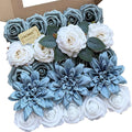 FACINOC Roses Artificial Flowers Dusty Blue Fake Flower by FACINOC