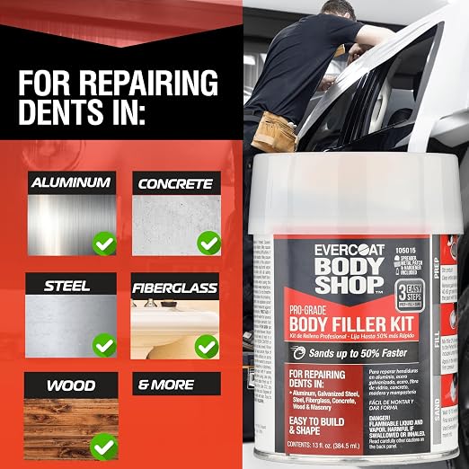 105015 Pro-Grade Body Filler Kit, Fiberglass & More, Easy Mix Hardener Included - Image 4