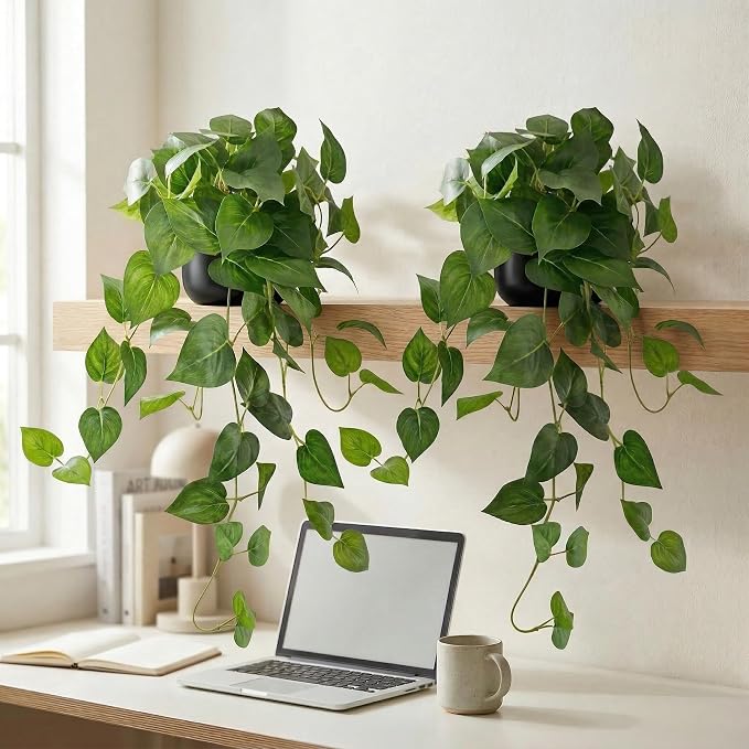 Artificial Pothos Hanging Plant, Office Decor - Image 3
