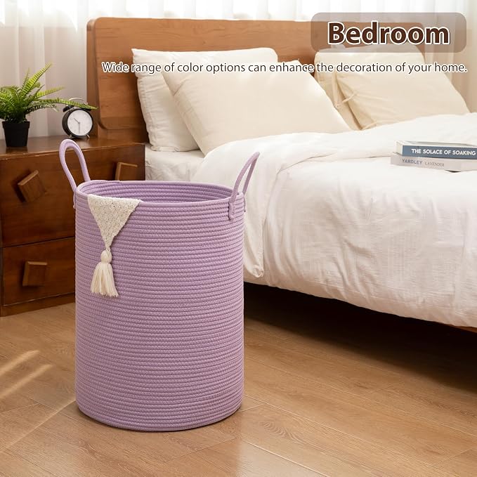 OIAHOMY 60L Nursery Hamper Laundry Basket Laundry Hamper Purple | collapsible - Image 5