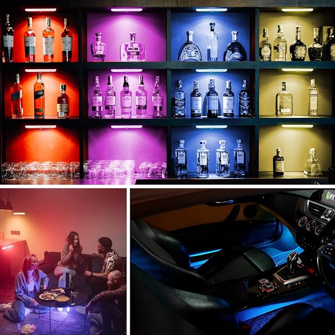 48 LED Under Cabinet Lighting Wireless, 15 Colors Changeable Rechargeable RGB - Image 2