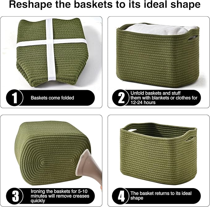 ICERZCZ Storage Basket for Shelves, Small Baskets for Organizing, Woven Cotton - Image 7