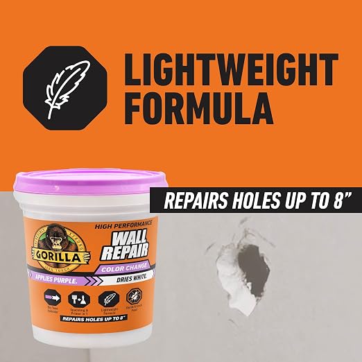 Gorilla High Performance Wall Repair, 16 oz Tub, Color Change Formula | Applies - Image 4