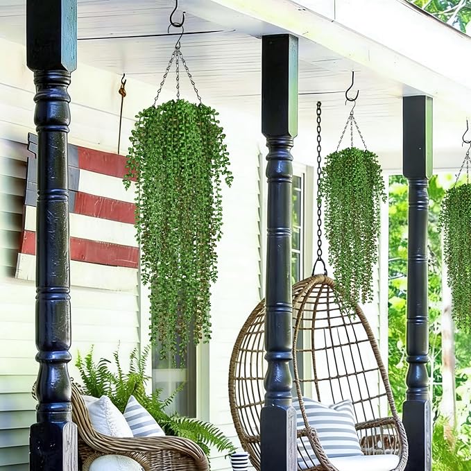 4Pcs Artificial Hanging Plants for Outdoors, Fake Vines Greenery | UV Resistant - Image 7
