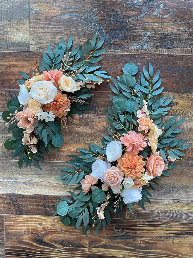 FACINOC Artificial Flowers Orange Mix Fake Flower Dahlia Roses - Image 4