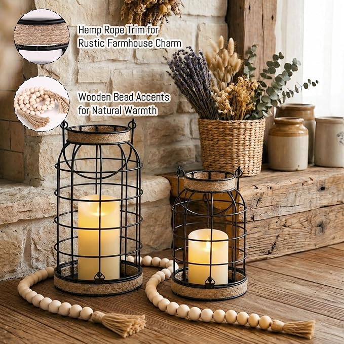 Rustic Farmhouse Candle Lantern, patio and tabletop decor - Image 6