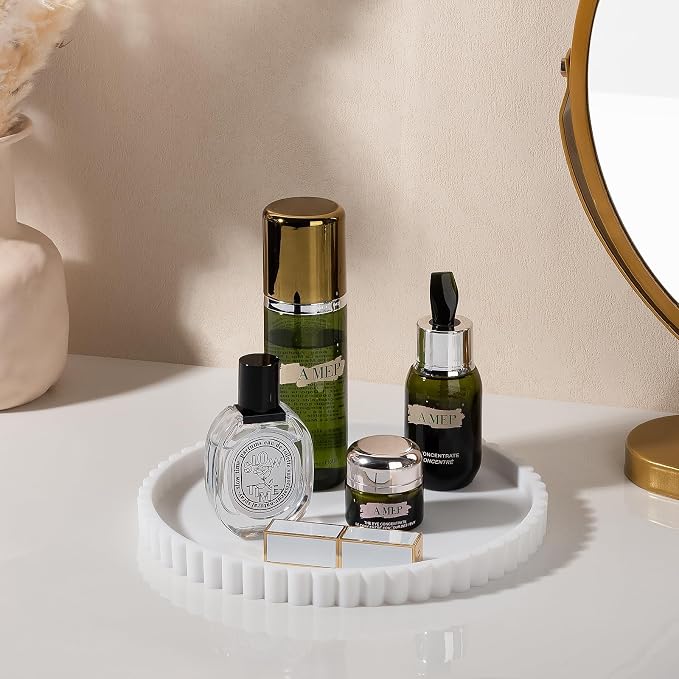 Round Bathroom Tray Perfume Organizer Coffee Table Decor, Heat-Resistant - Image 5