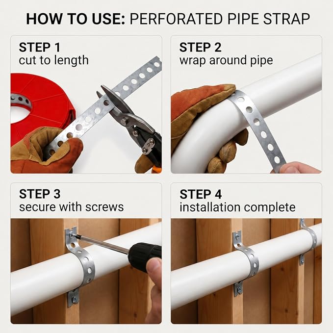 Metal Strapping with Holes 33ft x 3/4 inch – Heavy Duty Pipe Hanger Strap - Image 5