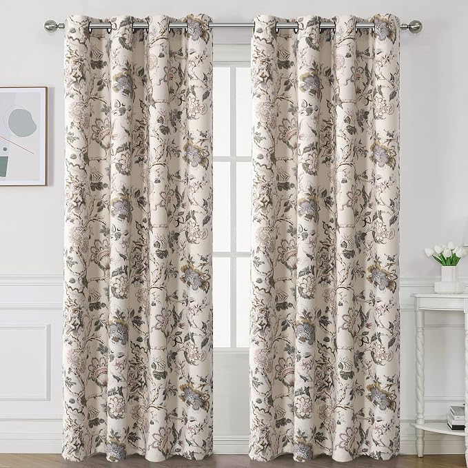 H.VERSAILTEX Blackout Curtains 84 Inch Length 2 Panels Set Floral Print Curtain - Image 2