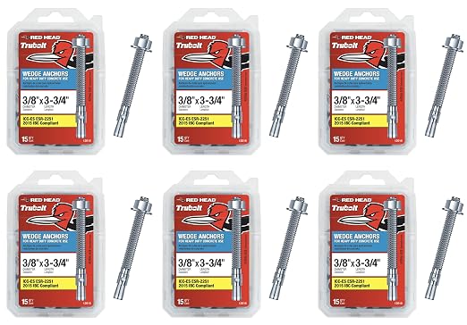 Red Head TruBolt 3/8 x 3-3/4" Heavy-Duty Wedge Concrete Anchors by Unknown