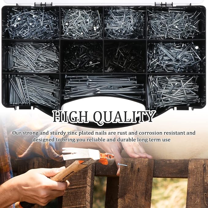 2510PCS Nails Assortment Kit, Galvanized Nails Set - Image 4