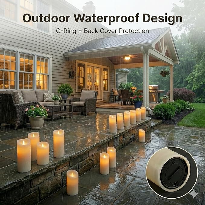 Waterproof Flameless Candles, Flickering Indoor Outdoor Candles - Image 4