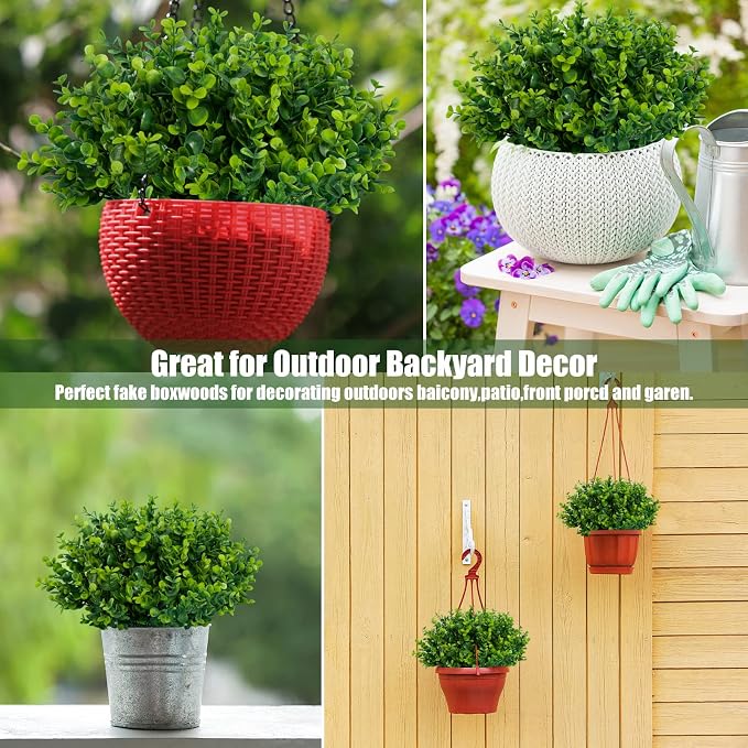Lnoicy Artificial Greenery Plants Outdoor UV Resistant Fake Plants Boxwood - Image 6
