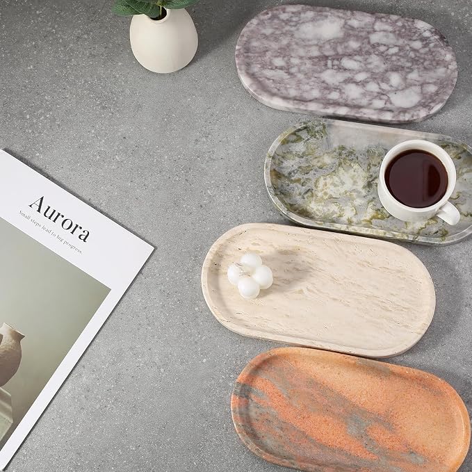 Natural Marble Tray for Bathroom Countertop, Vanity Tray for Decor | 10" x 5" - Image 9