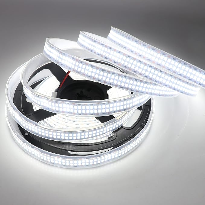 LED Strip Lights Cold White 6500K Double Row 2835 SMD DC 12V IP67 | 16.4ft/5M by LEDENET