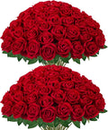 InnoGear Red Roses Artificial Flowers 50 Pcs Fake Velvet Silk Rose Floral | Bulk by InnoGear