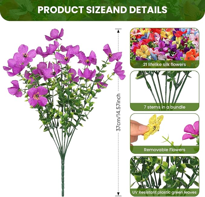 SHareconn 20 Bundles Artificial Flowers UV Resistant Outdoor Decor | Realistic - Image 3