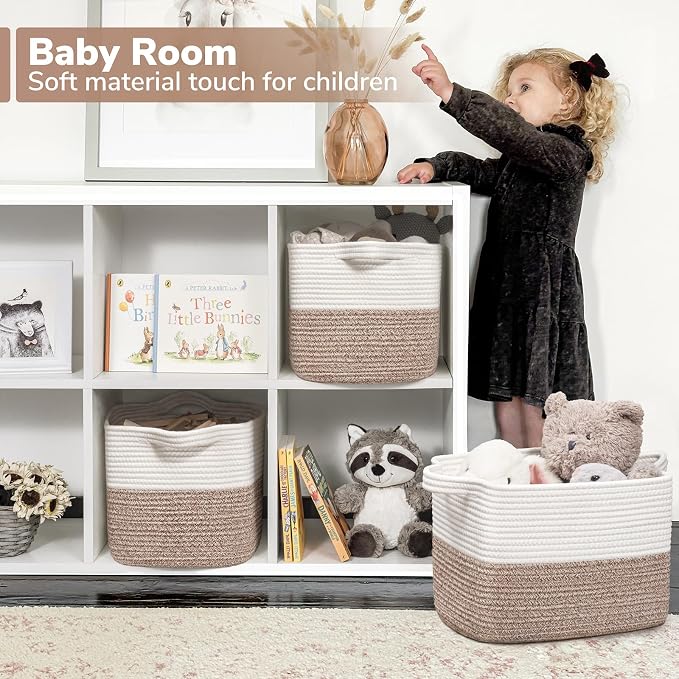 Goodpick Woven Storage Basket for Shelves, Cotton Rope Baskets for Toys - Image 3