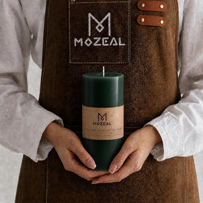 MOZEAL 3" x 4" Hand-Poured Unscented Candle, Dripless Pillar Candle Set of 3 - Image 2
