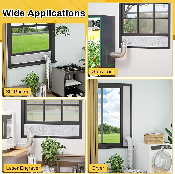 Dryer Vent Window Kit with Insulation Foam Panels - Image 9