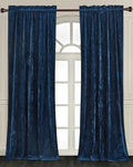 Chezmoi Collection Lux Navy Blue Crushed Velvet Curtains 2 Panel Set by ChezmoiCollection