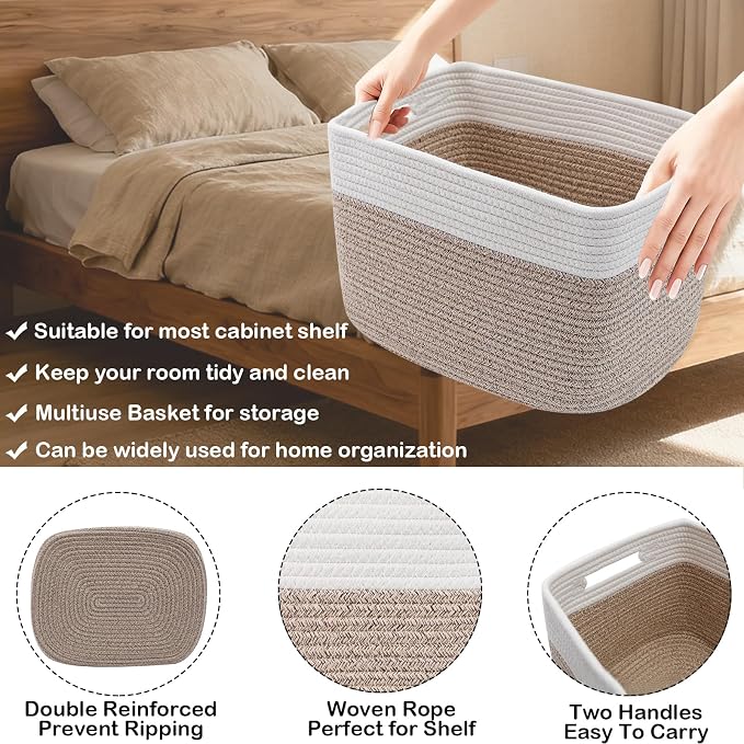 3 Pack Woven Baskets, Storage Baskets - Image 3