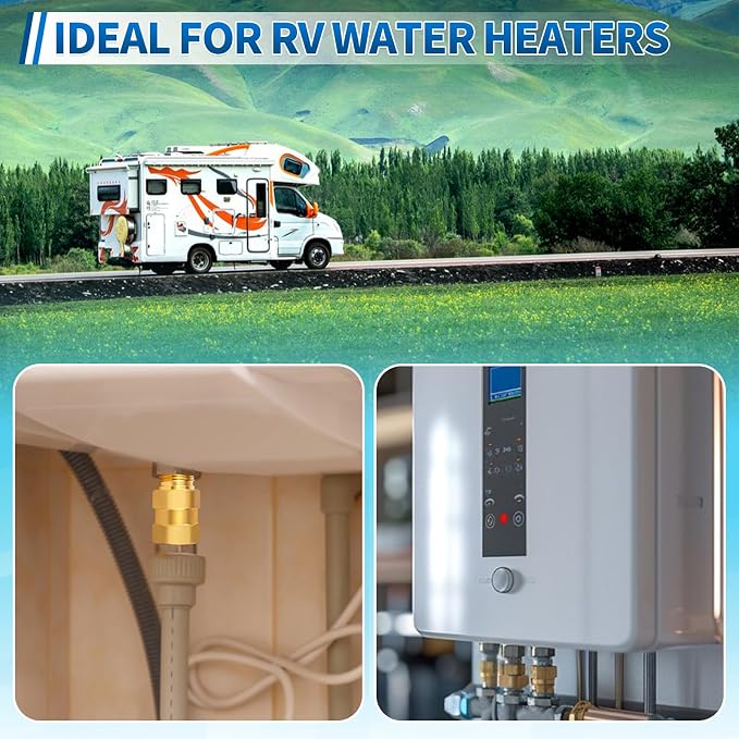 1/2'' NPT Lead-Free Brass RV Camper Water Heater Check Valve, Male-Female | RV - Image 9
