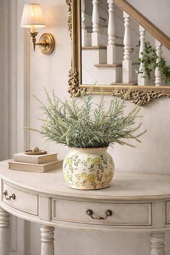 SIDUCAL Ceramic Yellow Rose Floral Vase - Image 9