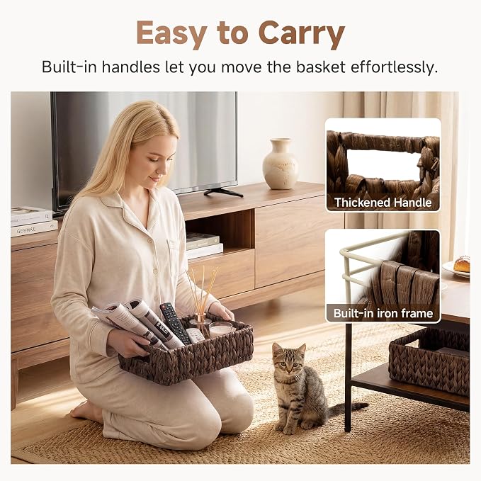 StorageWorks Wicker Baskets for Storage, Rectangle Basket, Wicker Storage - Image 4