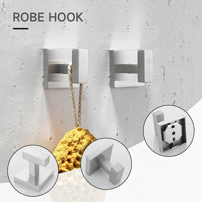 TQKAG 5-Piece Bathroom Hardware Set, Brushed Nickel Classic Wall Mounted - Image 4
