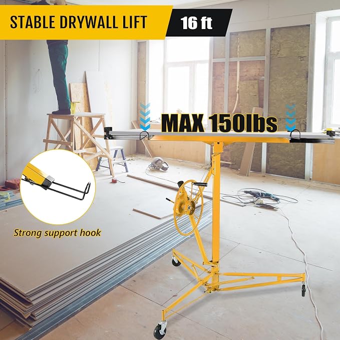One-Person Drywall Lift Panel Hoist, 150 Lb Heavy-Duty Steel Sheetrock Jack | - Image 5