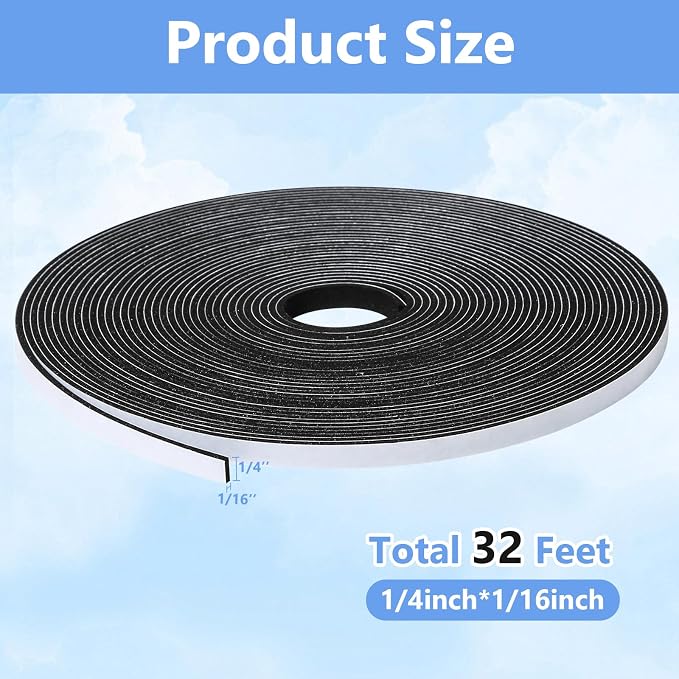 Weather Stripping Door Seal Strip- 1/4 Inch X 1/16 Inch X 32Feet, Strong - Image 2