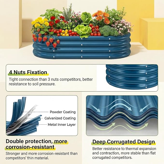 Land Guard 2Pcs 8ft Galvanized Steel Raised Garden Bed, Raised Garden Bed - Image 3