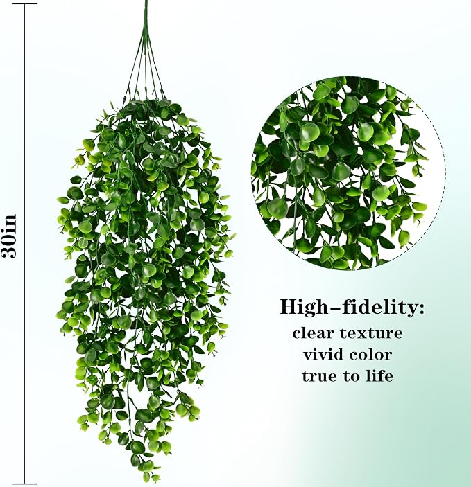 4Pcs Fake Hanging Plants 2.7FT Fake Plants Fake Vines Greenery | UV Resistant - Image 3