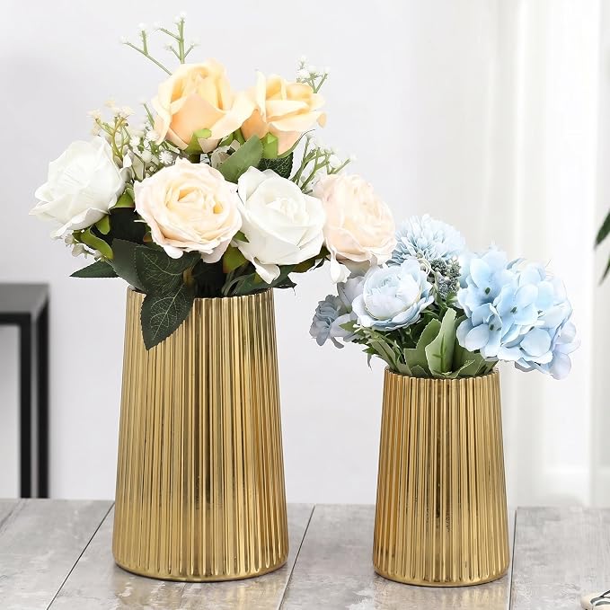 Ribbed Flower Vases Set of 2, Flower Vase by MARTAGE