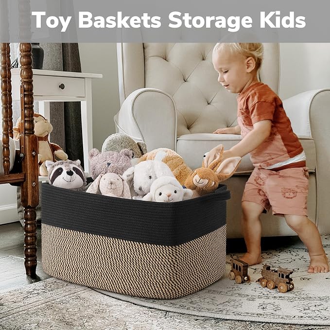 Goodpick 75L Extra Large Woven Blanket Basket, Pillows & Toys, Living Room & - Image 4