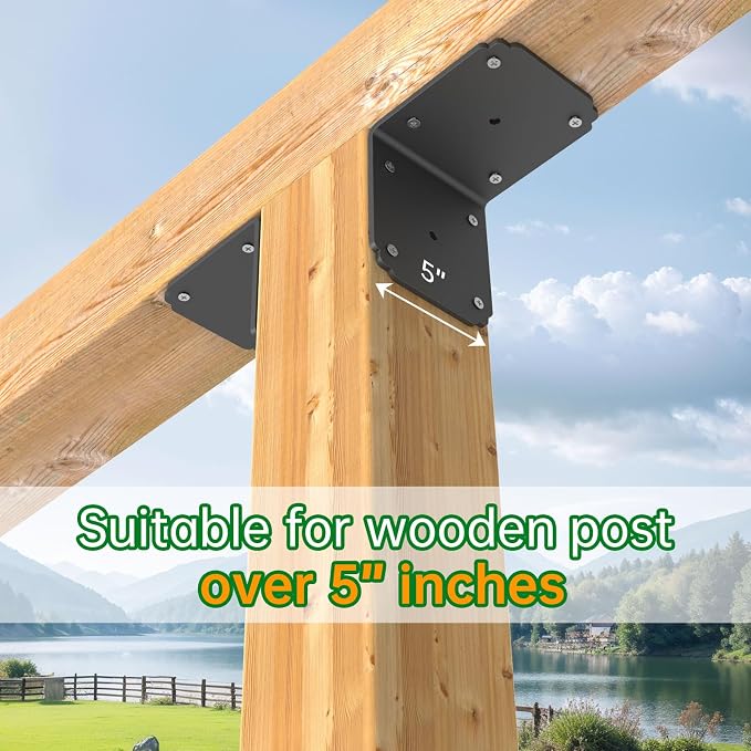 6x6x5 L Brackets Heavy Duty for Pergola, | Angle Bracket Metal Corner Brace For - Image 4