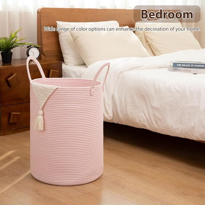 OIAHOMY 80L Nursery Hamper Laundry Basket Laundry Hamper Pink | collapsible - Image 5