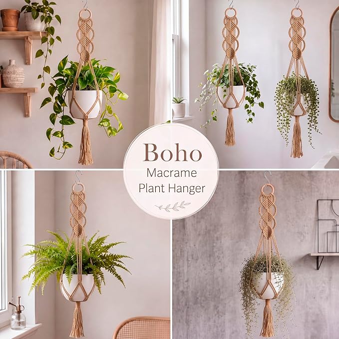 Shappy 2 Pack Boho Macrame Plant Hanger - Image 6
