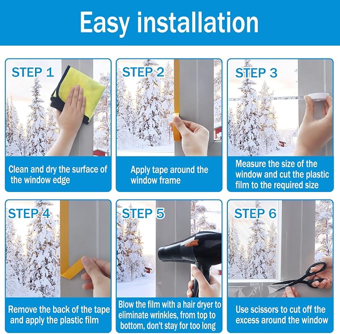 Window Insulation Kit, 63×394" and 87x110 Window Plastic - Image 3