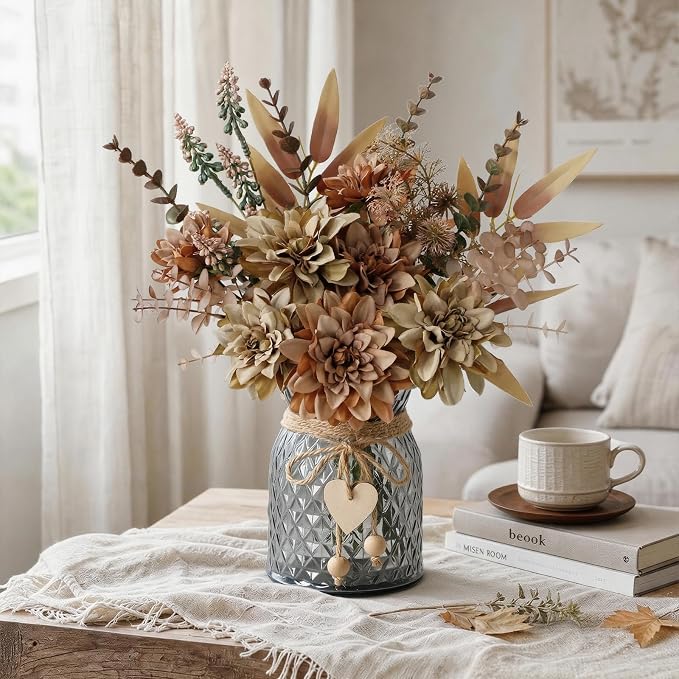 Faux Flowers in Vase, Silk Artificial Flower Arrangements, Rustic Flower - Image 9