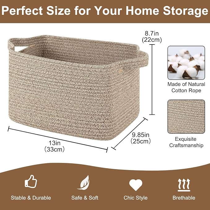 OIASKET Storage Basket for Organizing, Woven Baskets for Storage, Rectangle - Image 2