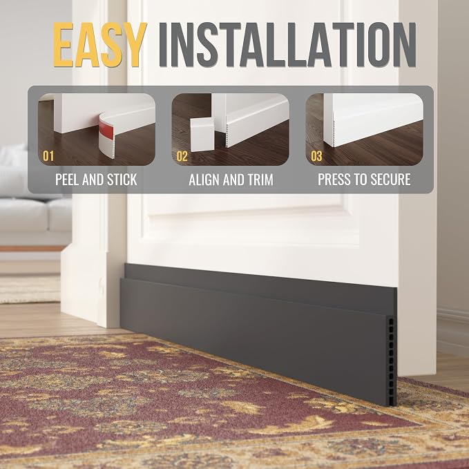 Door Draft Stopper for Huge Gap，3" W x 39" L Adjustable Widened Under Door Seal - Image 6