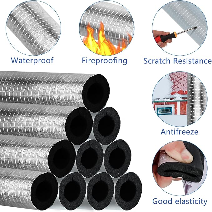 10 Pcs Pipe Insulation Foam Tube Self Adhesive Insulation Foam Wrap | 1.3Ft x - Image 3