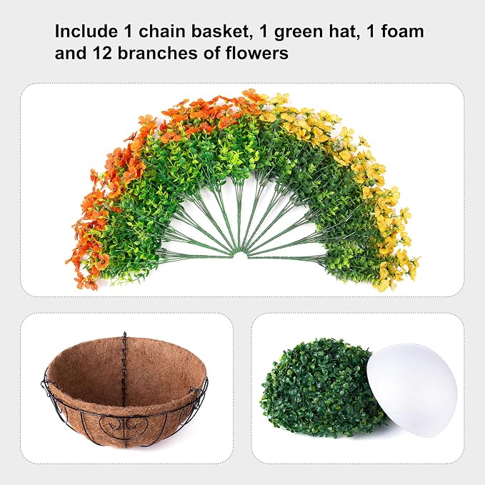 Artificial Fake Hanging Mums Plants Flowers Basket - Image 3