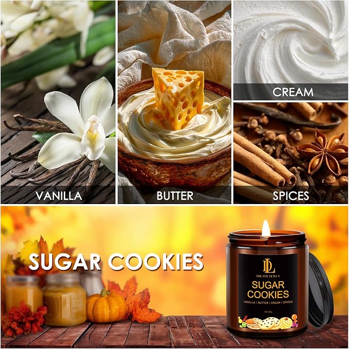 DL DREAMY DEWLA Fall Candle, Sugar Cookies Scented - Image 5