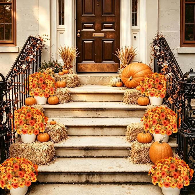 Artificial Fall Flowers for Outdoors, Faux Petunias Autumn Decoration, Fake - Image 6